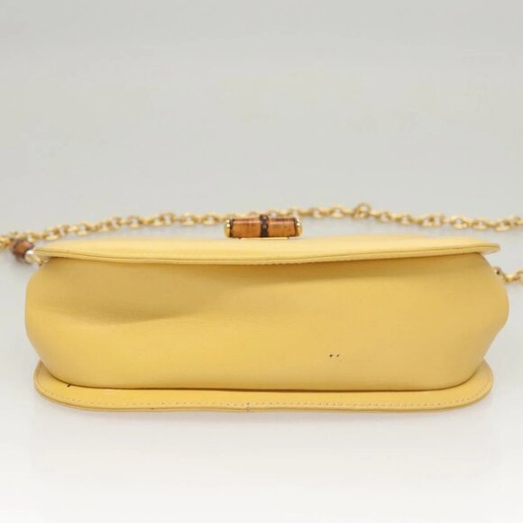 GUCCI Bamboo Chain Shoulder Bag Leather Yellow 001 115 1497 Auth ep8600 - Picture 7 of 16